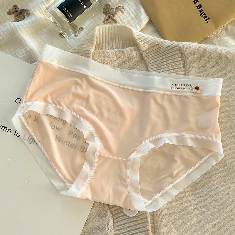 Summer Ice Silk Underwear For Women, Mid-waist Breathable Ultra-thin Underwear For Facial Mask