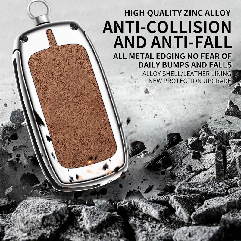 Neues Zinklegierung Leder Auto Schlüssel Etui Hülle Halter Fob Schutz Schale für VW Volkswagen Phaeton 15 Auto Innenzubehör