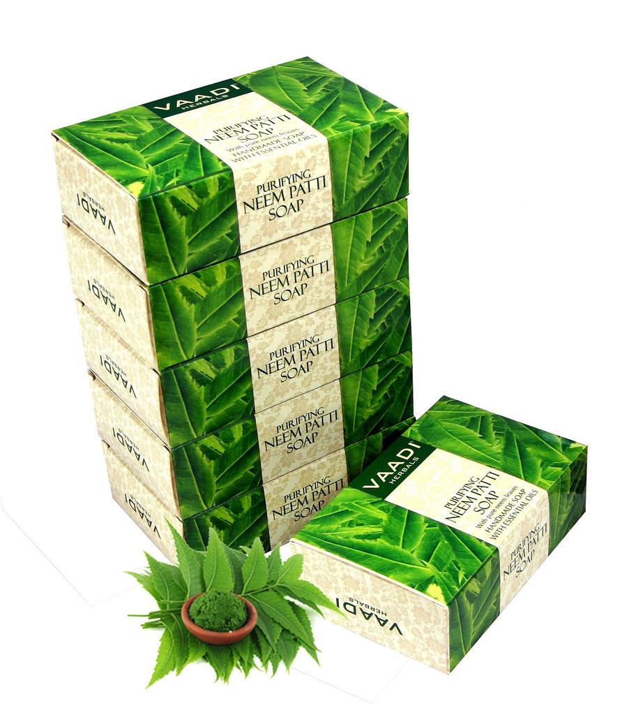 Vaadi Herbals Neem Patti Soap, Pure Neem Leaves, 75gms X 6