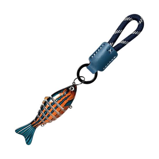 Key Ring with Braided Rope Multi-jointed Fishing Lure Keychain, Artificial Swimbait Rope, Lanyard Chain Vintage Fish Keychain Pendant Charm, Gift