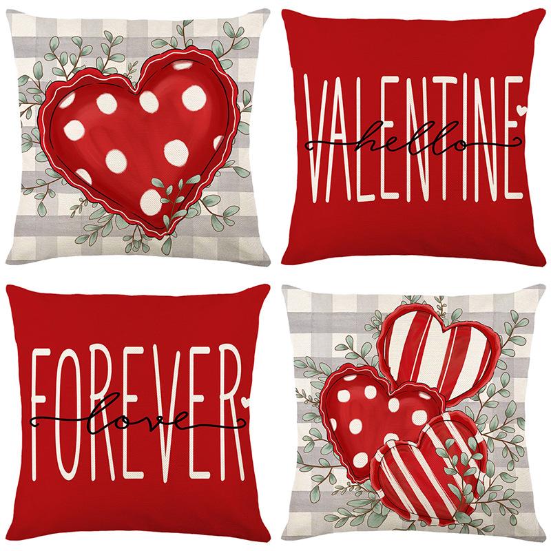 

Valentine s Day Pillow Love Pillow Cover Decorative Sofa Pillow Linen Printed Home Pillow Cover 45*45cm JYM398-1