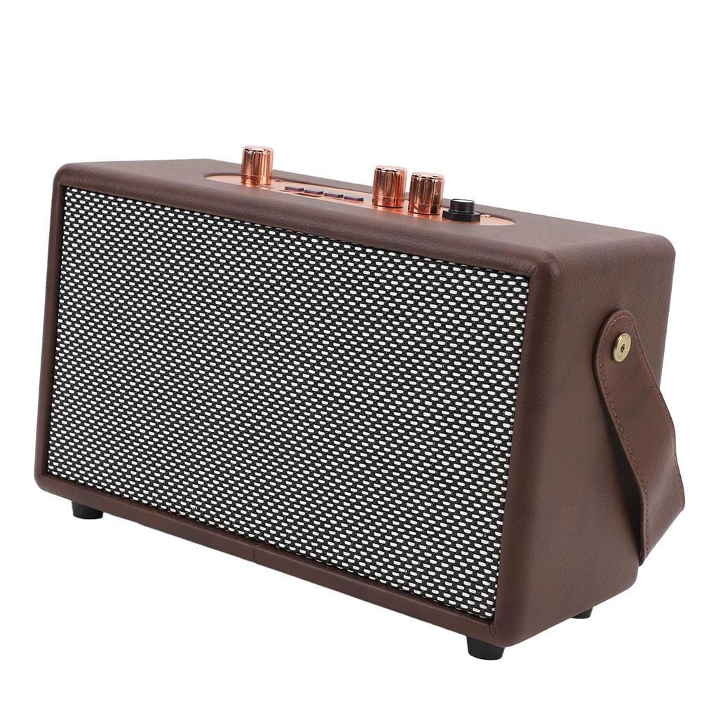 Retro Bluetooth Lautsprecher 10Wx2 Faux Leder Tragbare Drahtlose Lautsprecher Schwere Bass Musik Player 8H