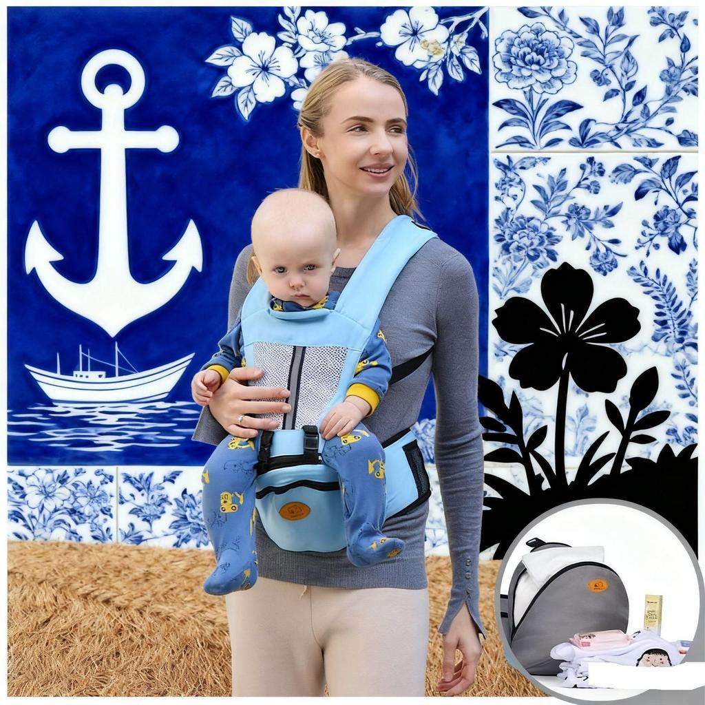 Four Seasons Double Shoulder Breathable Baby Carrier with Waist Stool