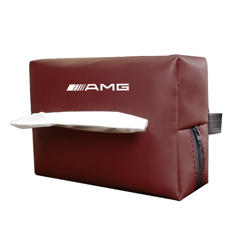 Car Tissue Box Sun Visor Seat Back Paper Towel Storage Bag Keychain For Mercedes Benz AMG W206 W204 W205 W212 W213 W221 W222 W22 AX1