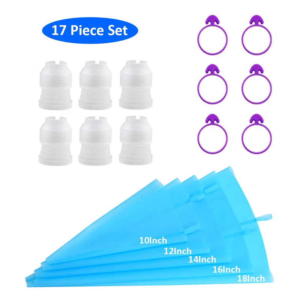 Silicone World Pastry Bag Cream Bag Kitchen DIY Cake Icing Piping Cream Cake Decorating Tools TPU Reusable Pastry Bag+Nozzle Set