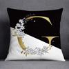 Golden Lace Letter Series Pattern Decorative Pillowcase, Square Home Office Decoration (45Cm * 45Cm)