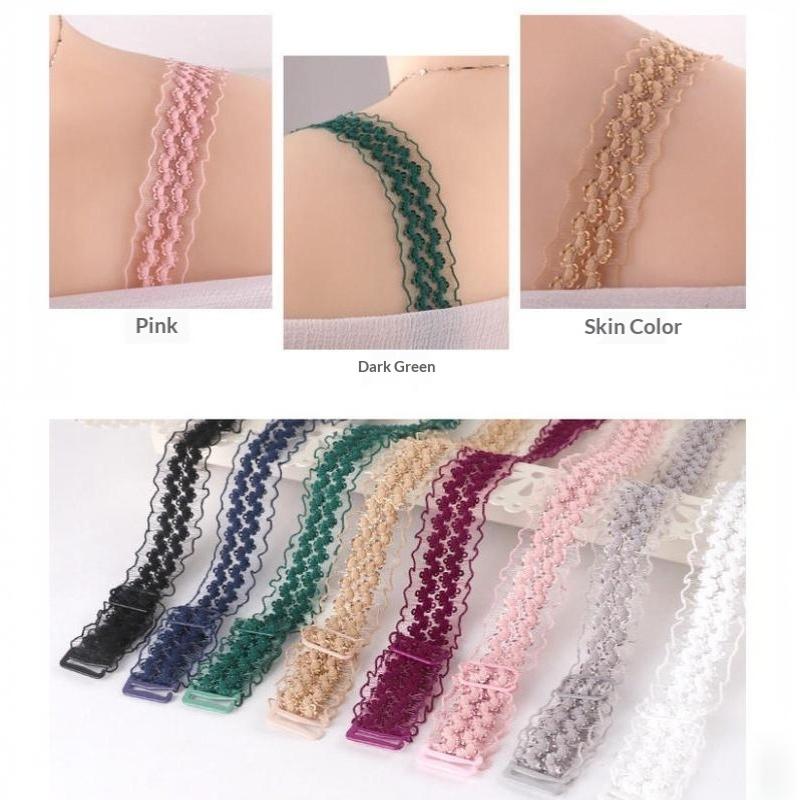 Adjustable Lace Bra Shoulder Straps 1 Pair Stretchy Non-slip Skin-friendly Women Bra Accessories for Daily Lingerie Use