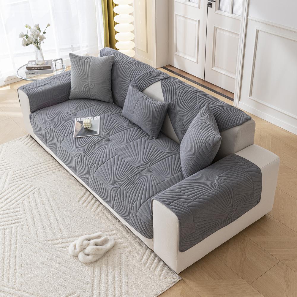 Cream Blizzard Velvet Sofa Cushion Autumn And Winter Non-Slip Cushion Premium Sofa Cover Seat Cushion Cover