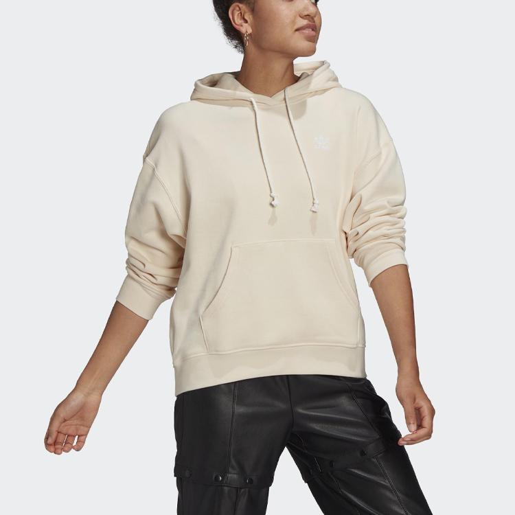 Adidas Originals Trefoil Casual Sports Printed Hooded Sweatshirt Women Sweatshirt Yellow White HF2088