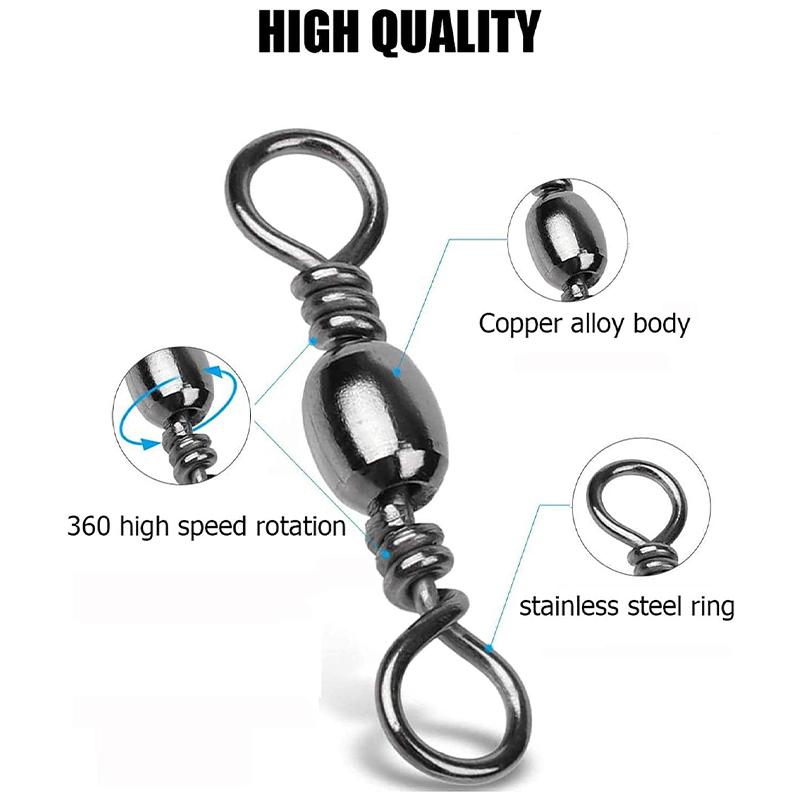 Goture 200 pz Girella a moschettone da pesca 16kg-46kg Acciaio Inossidabile Amo da pesca Girella a barilotto Attrezzatura da pesca Connettore per lenza