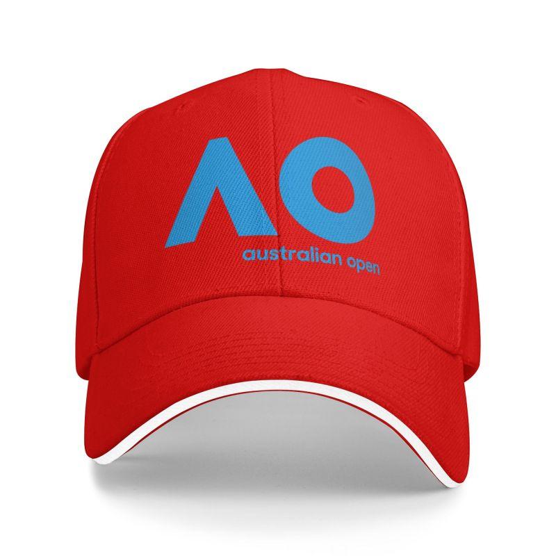 Australian Open AO Print Baseball Cap Unisex Women Outdoor Travel Sun Visor Cap Breathable Sandwich Hats Dad Hat Golf Hat Adjustable