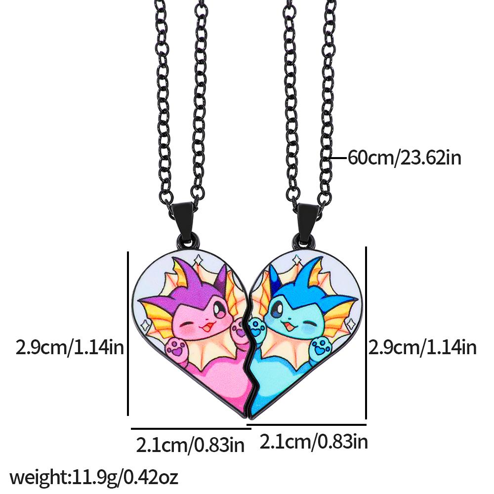 2 Stück Evoli Umbreon Psiana Feelinara Blitza Glurak Halskette Niedlicher Anime Spiel Charm Schmuck Metallanhänger Zum Sammeln