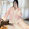 New Chinese Rose Embossed Suspender Cardigan Pajamas Three-piece Set Autumn and Winter New Island Velvet Thickened Warm Loungewear