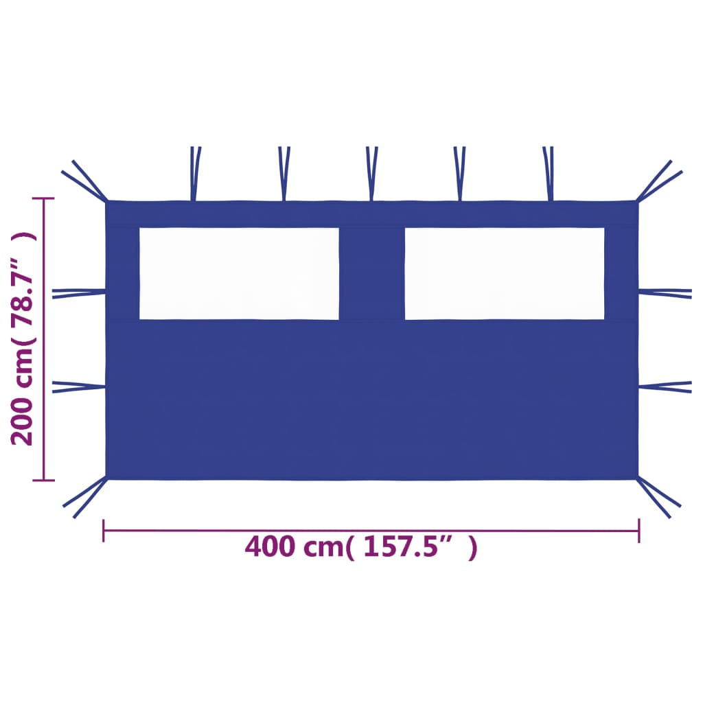 Gazebo Side Wall with Windows 4x2 M Blue