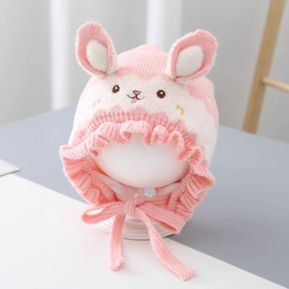 Rabbit Ear Infant Beanie Hats Solid Color Kids Pullover Cap Fashion Baby Knitted Hat Outdoor