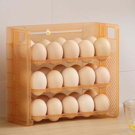 Fridge Egg Storage Box Three Tiers Large Capacity Space-Saving Egg Organizer Refrigerator Side Door Egg Dispenser