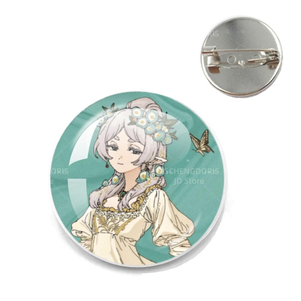 Anime Frieren Pins Cartoon Badge Round Creative Glass Metal Brooches For Backpack Jewelry Accessories Gifts