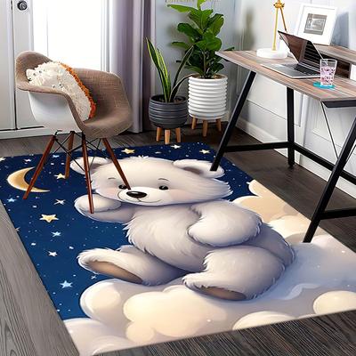 1pc Anime Design White Teddy Bear Chair Mat Non Slip Carpet for Office Chairs, Festive Gift, All Seasons, Home Decor, Living Room, Bedroom