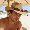 Vintage Westernstroh-Cowboyhut Unisex mit Gürtelschnallen-Dekoration Geeignet für Outdoor-Strandurlaub Breiter Rand Sonnenschutzhut Urlaubsgeschenk