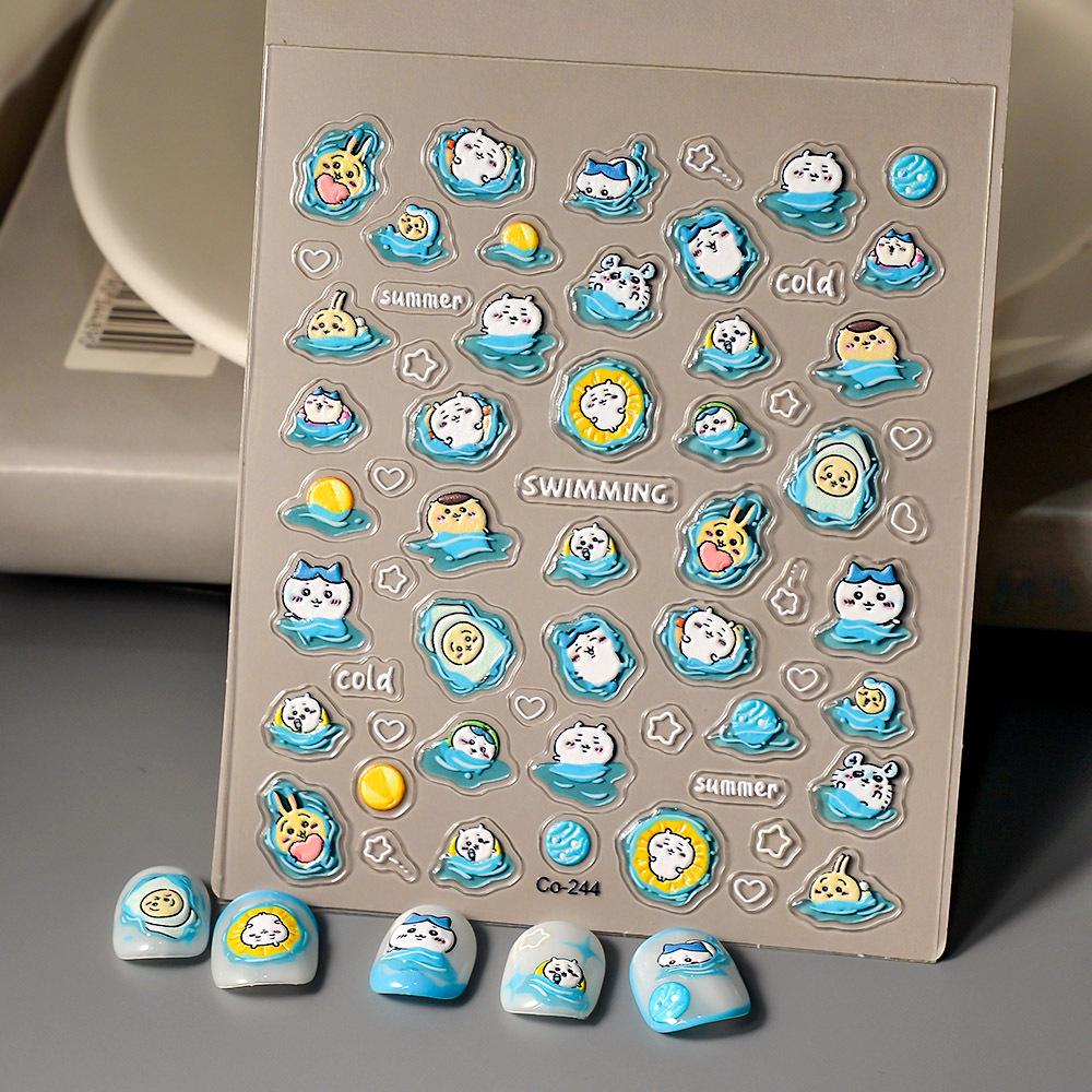 Xiaohongshu Cute Animal Pool Nail Art Stickers