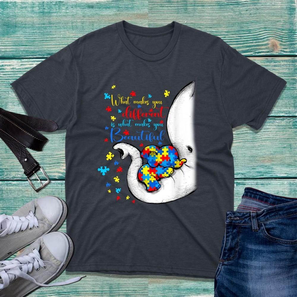Baby Elephant Autism Awareness Quote Tshirt What Makes You Different Unisex Top S