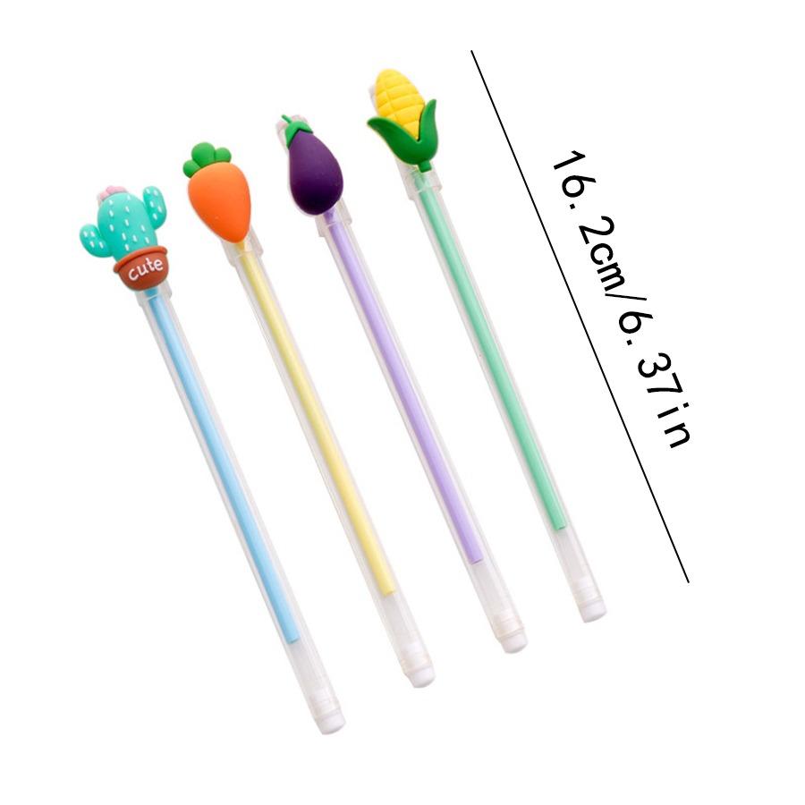 Back to school season 10pcs 0.5mm Creative cute transparent pen holder patch Vegetable shape neutral pen, students universal office signing pen
