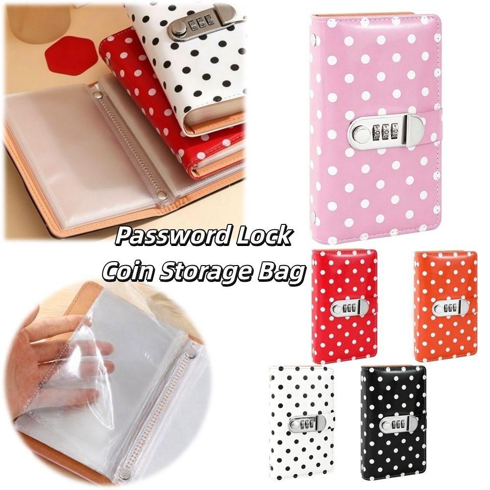 Combination Lock Cash Savings Book PU Leather Cash Envelope Organizer  Household Finance