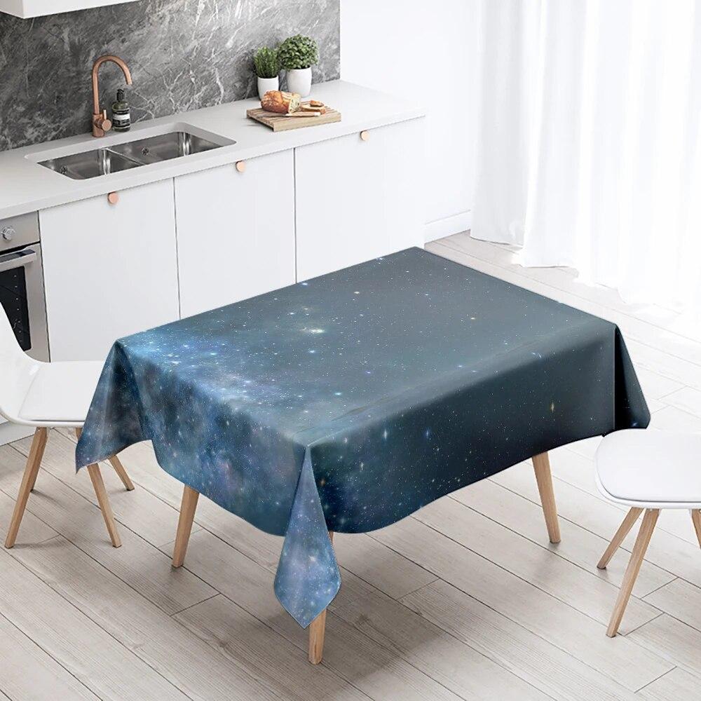 Starry Universe Tablecloth Camping Party  Anti-Stain Waterproof Rectangular Kitchen Dining Table Home Decor