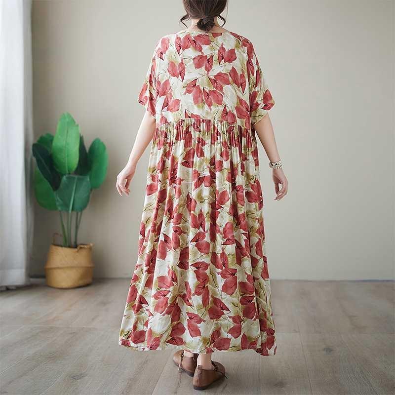 Simple Fashion Summer New Plus Size Round Neck Printed Dresses
