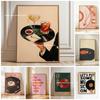 Retro Cocktail Vinyl Record Bar Tray Canvas Print Music Sounds Better with You Japanese Wall Art Poster for Modern Home Decor
