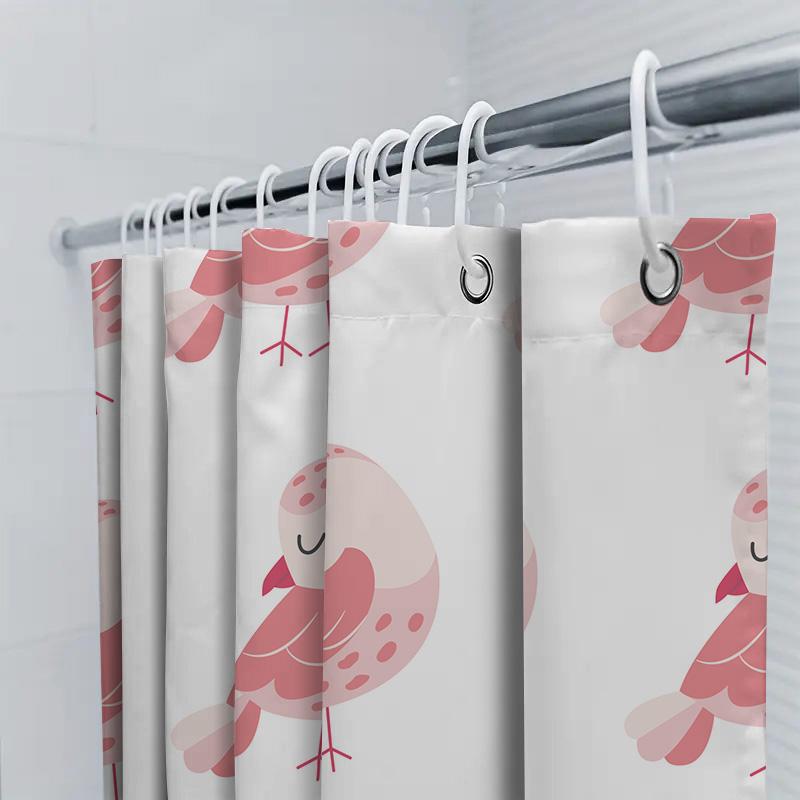 Soft Pink Owl Shower Curtain Modern Decor For Bathroom 3D Printed Waterproof Fabric Easy Installation Hooks Included (180 X 180