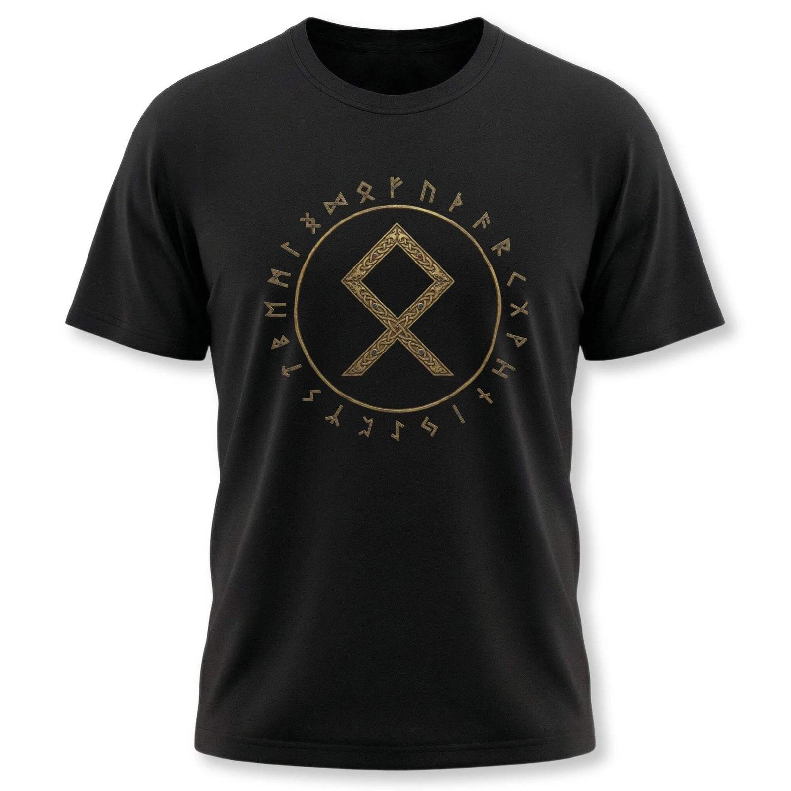 Othala Rune Circle Elder Futhark Viking T-Shirt | Norse Knotwork Unisex Tee XXL