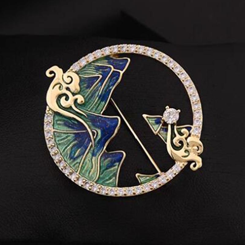 Enamel Peak Brooch Women Trend Elegant Mountain Brooch Pins Cardigan Suit Accessories Badge Party Wedding Gift