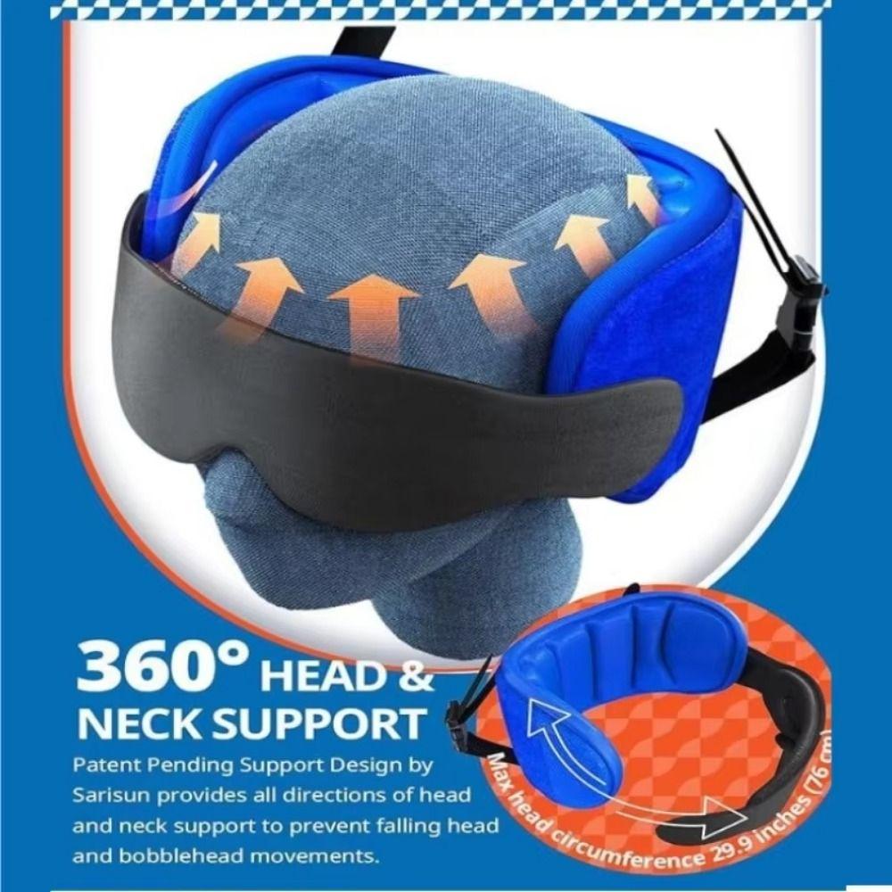 Blackout Head Strap with Eye Mask Soft Travel Pillow for Airplanes 3D Sleep Eye Mask  Long Flight
