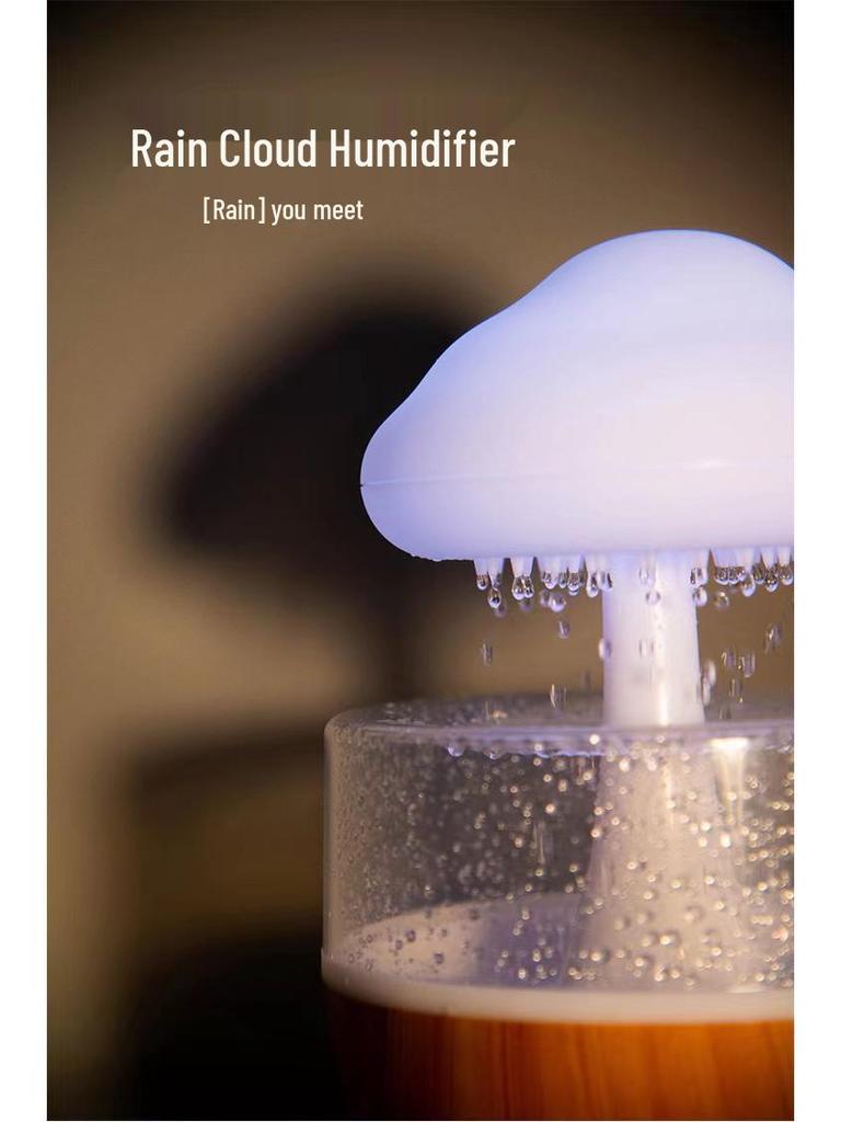 New Mini Desktop Rain Sound Humidifier with Night Light and Colorful Gradient for Bedroom Relaxation