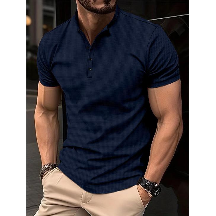 Polo estiva ad asciugatura rapida con risvolto e tasca con bottone, per uomo, sportiva, fitness e casual, vestibilità slim, da lavoro quotidiano