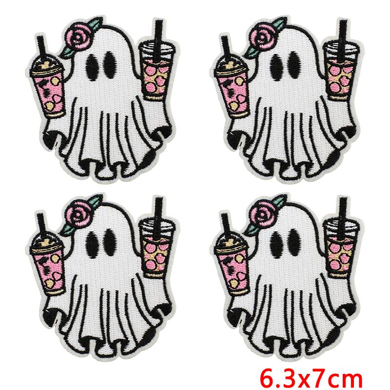 10pcs Lots Horrible Pumpkin Head Iron On Embroidered Patches For Clothes Jackets Hats Sew Cartoon Ghost On Stickers Badges 