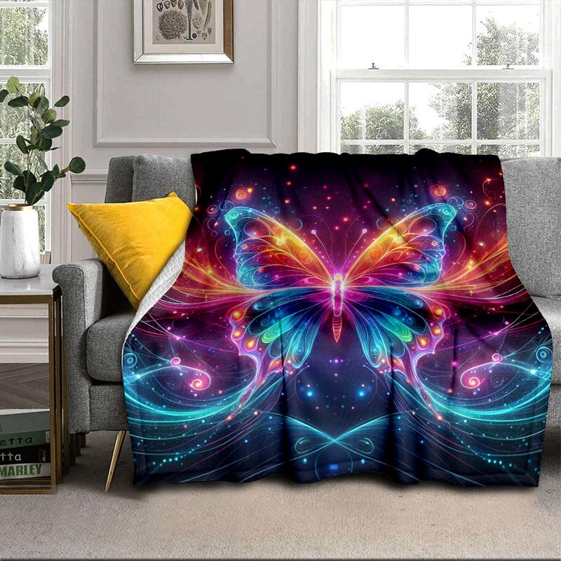 Neon Butterfly Dreamscape Blanket Flannel Blanket Throw Blanket Sofa Cover Blanket Soft Premium Blanket Picnic Blanket Tv Blanket Gifts