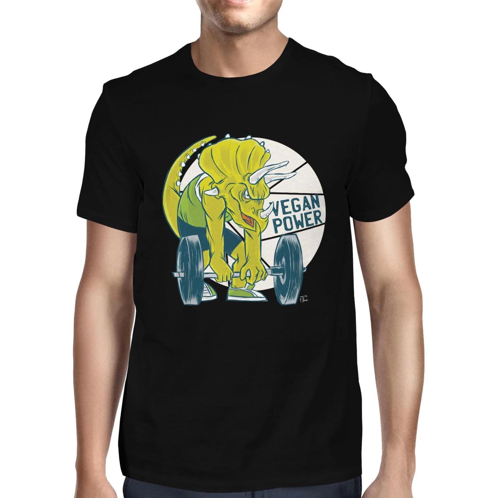 1Tee Mens Vegan Power Weightlifting Dinosaur T-Shirt XL