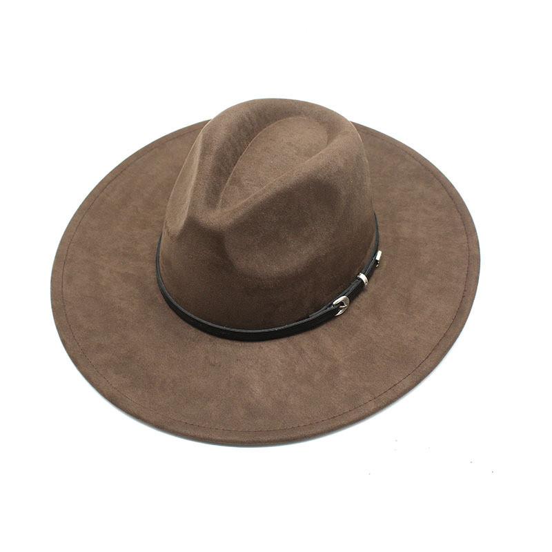 Traditional Ethnic Style Fedora Hat With Suede Fabric And Wide Brim For Winter Wear