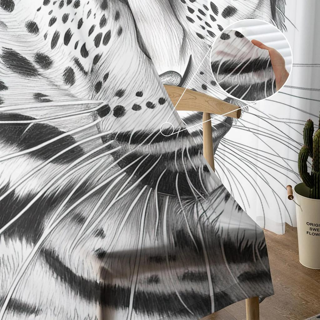 Tiger Head Sheer Curtains For Living Room Bedroom Tulle Curtain For Kitchen Voile Curtain Blind Panels
