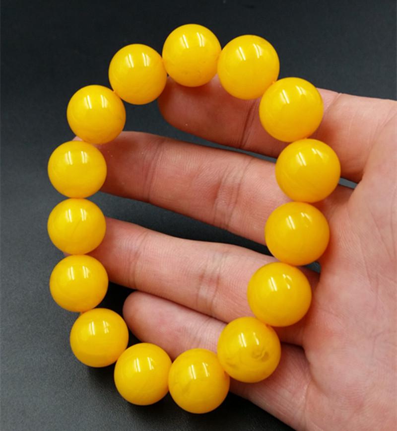Imitation Honey Wax Amber Bracelet with 15mm Round Beads Round Beads Diameter 15mm
