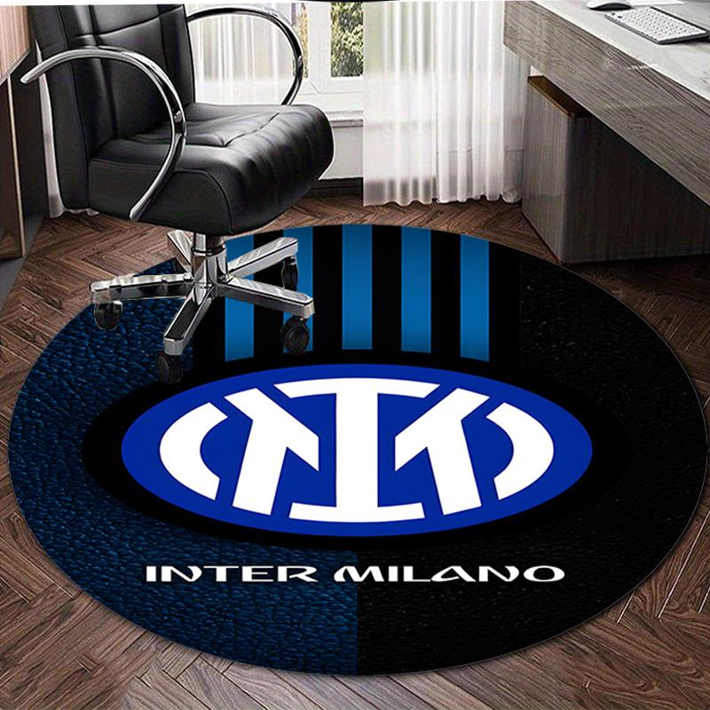 1pc I-Internazionale Milano Print Round Carpet Chair Round Carpet Suitable for Bedroom Living Room Home Decorative Carpet