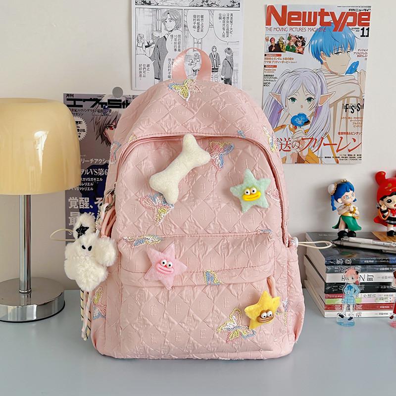 Embroidered Girls Butterfly Backpack With Waterproof Design For Travel School
