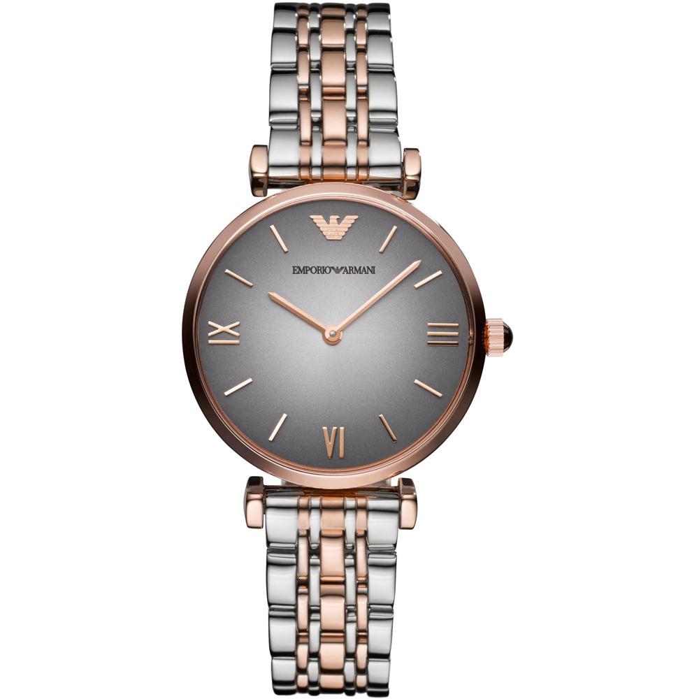 Emporio Armani Gianni T-Bar Grey Bicolor Rose Metal Ladies Quartz Watch AR1725 серый