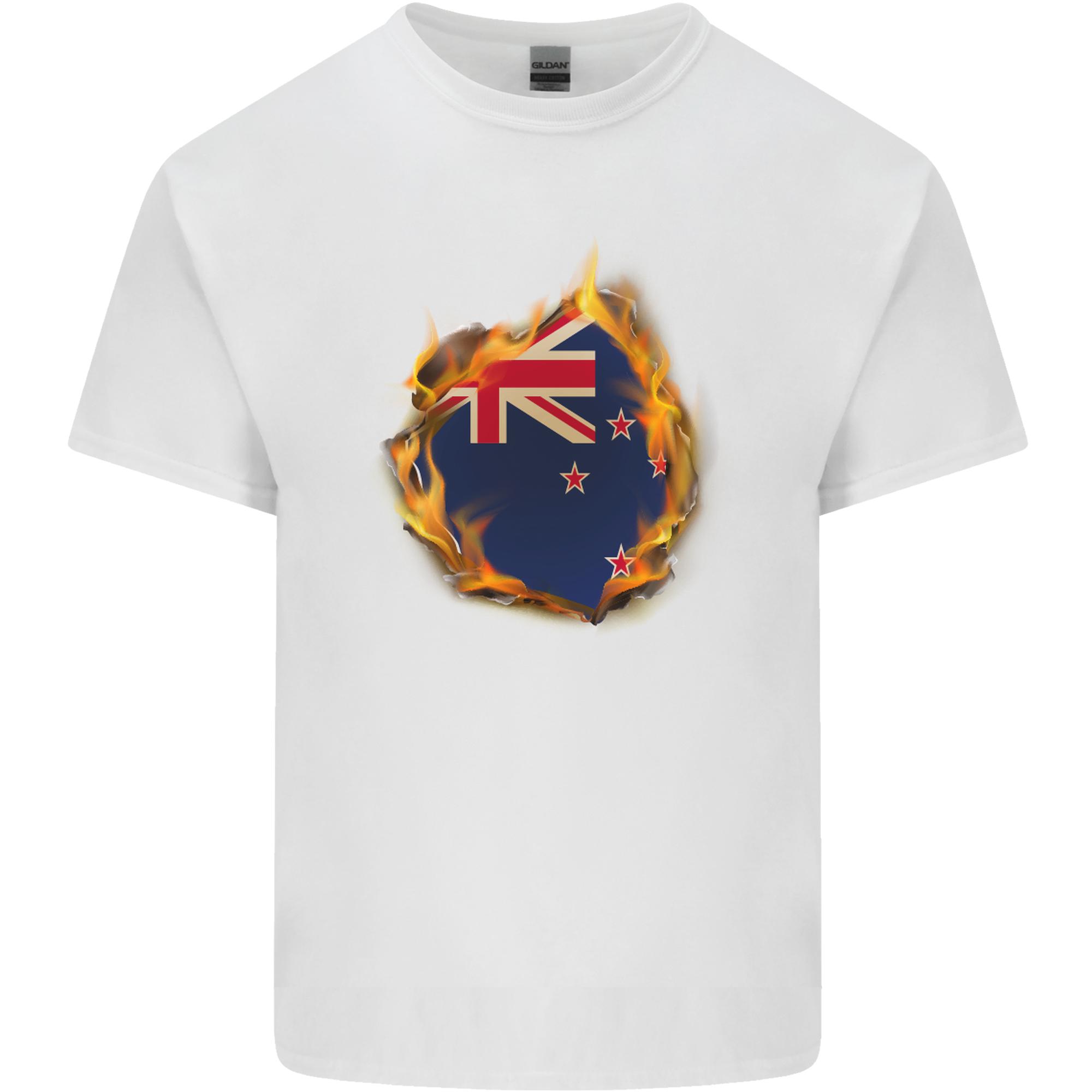 The Flag of New Zealand Fire Effect Kiwi Unisexs Light Cotton TShirt S