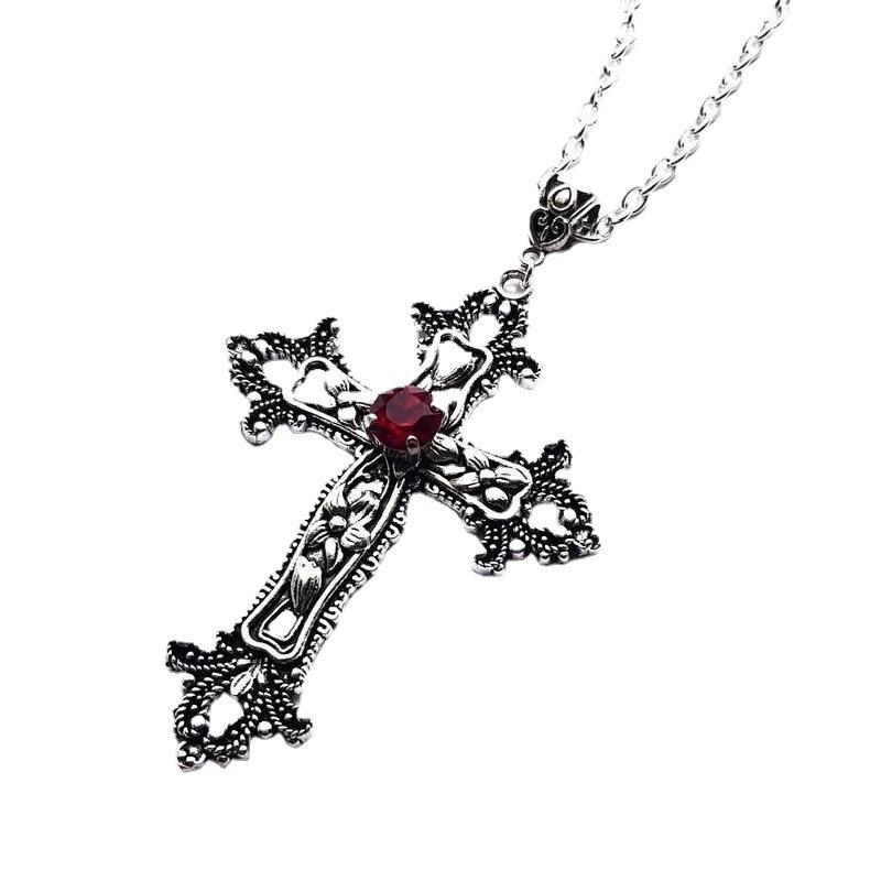 Creative Flower Pattern Cross Diamond Necklace
