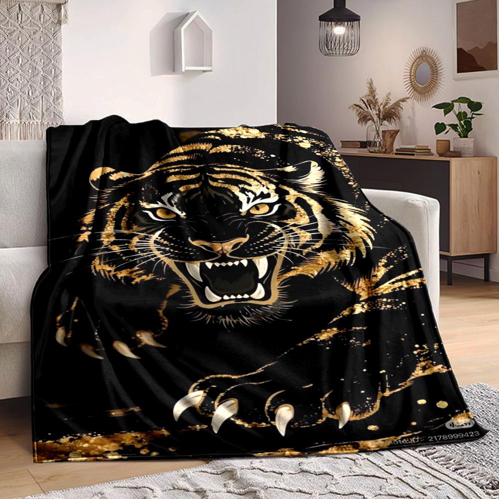 

1pc Tiger Print Blanket - Perfect Gift for Birthdays, Christmas & Halloween- Soft, Warm & Versatile yy250909122 75x90cm