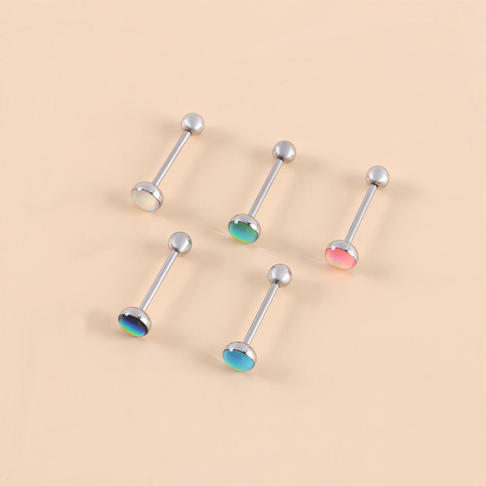Steel Opal Nipple Bar Rainbow Color Tongue Piercings Body Jewelry Tongue Ring Piercing Jewelry