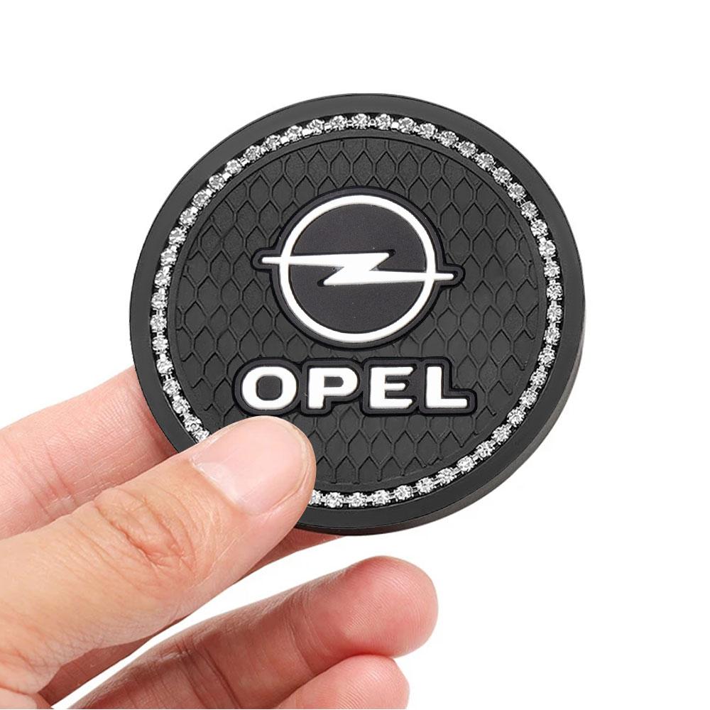 AAAYU1 AAAYQ1 1/2Pcs Car Coaster Diamond Rubber Non-slip Mat Water Cup Slot Pad For Opel Zafira Corsa D Insignia Mokka Regal Car Wheel Hubcap